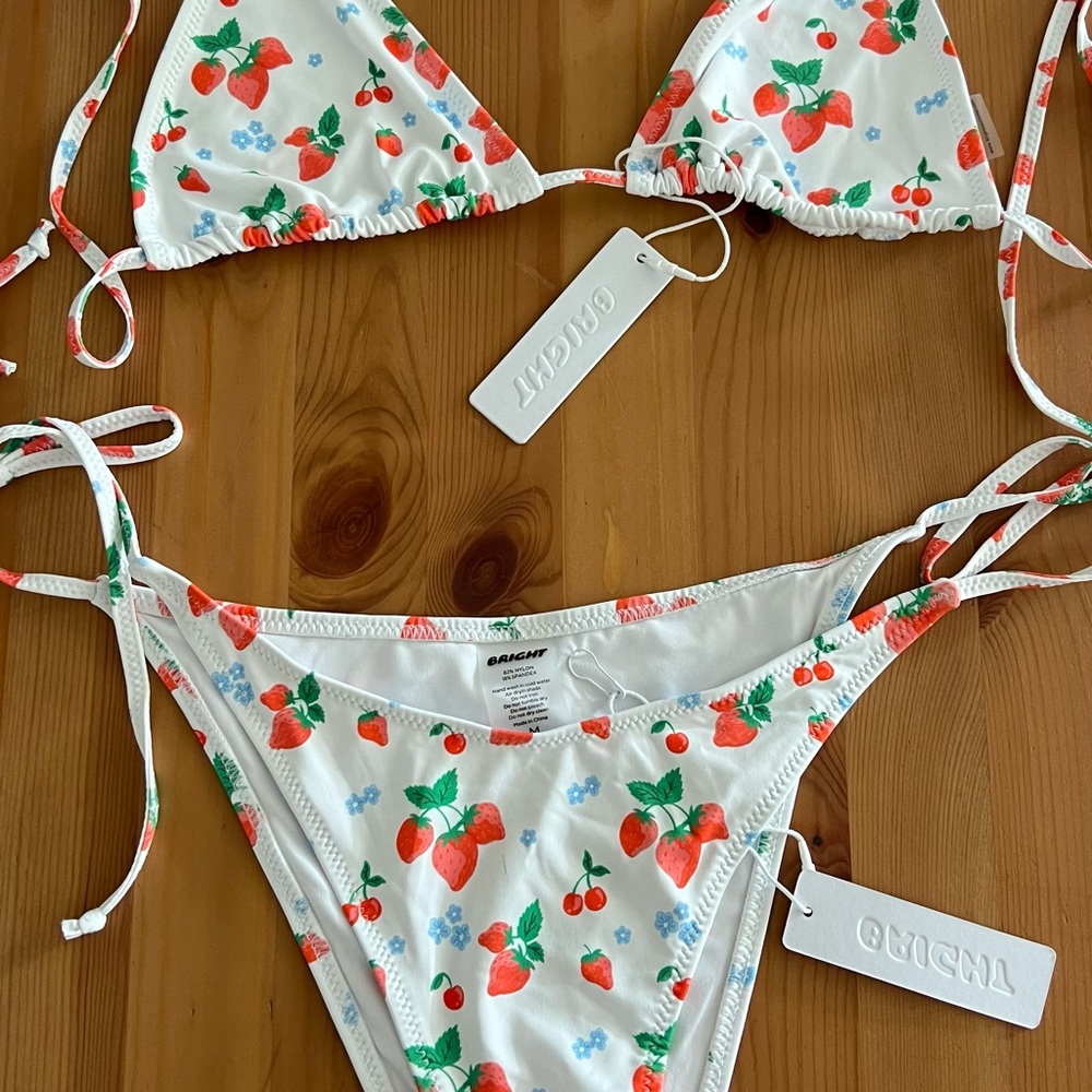 White Bikini with Strawberry Print - Picture 3 of 4